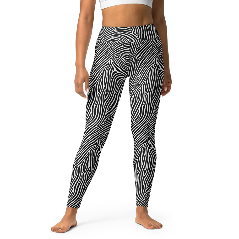 Zebra Current on Yoga Leggings — Front
