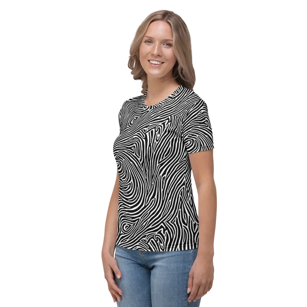 Zebra Current on Women's Crew Neck T-Shirt — Left