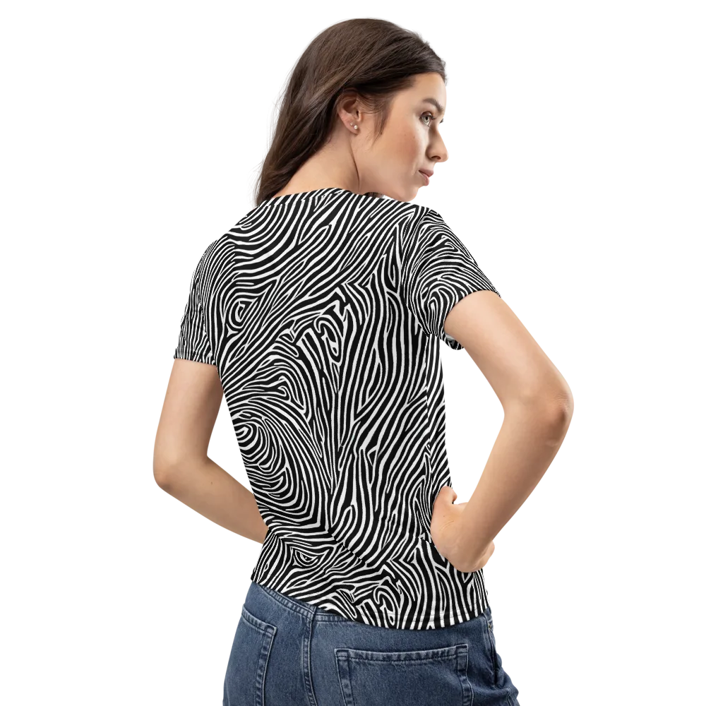 Zebra Current on Women's Crew Neck T-Shirt — Back