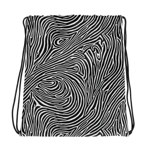 Zebra Current on a Drawstring Bag