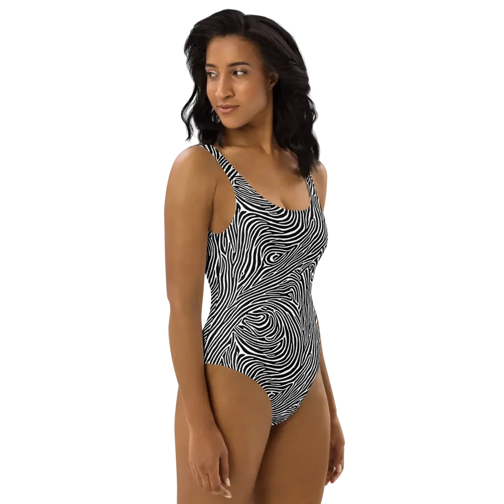 Zebra Current on One-Piece Swimsuit — Right