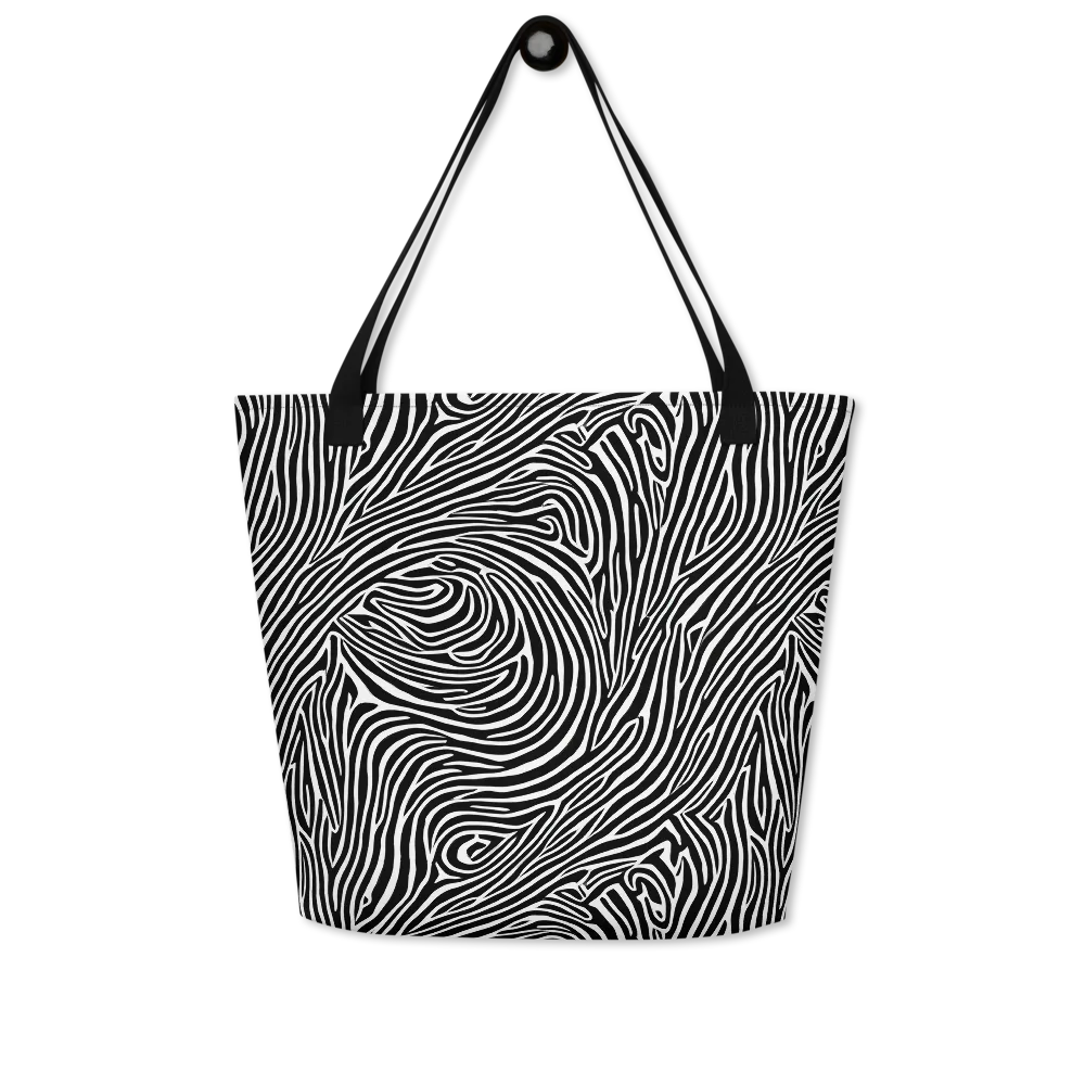 Zebra Current on Large Tote Bag W/ Pocket — Front