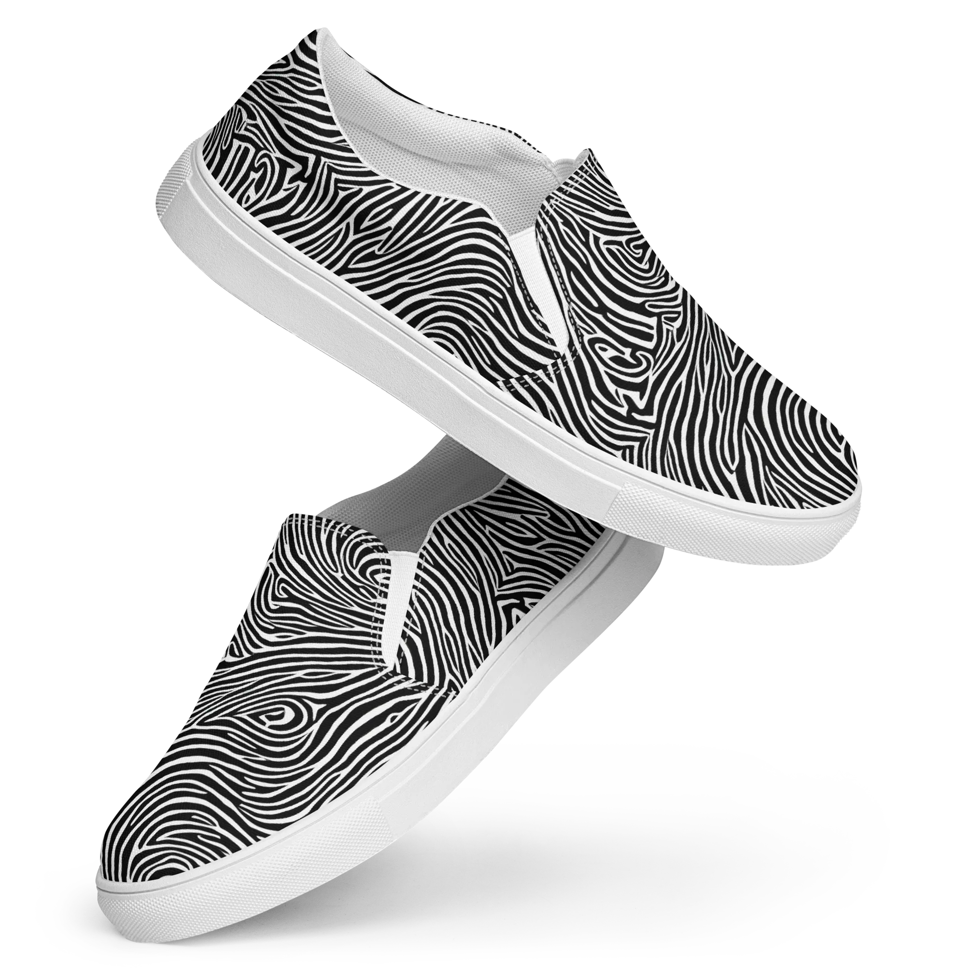 Zebra Current on Women's Slip-On Canvas Shoes — Front