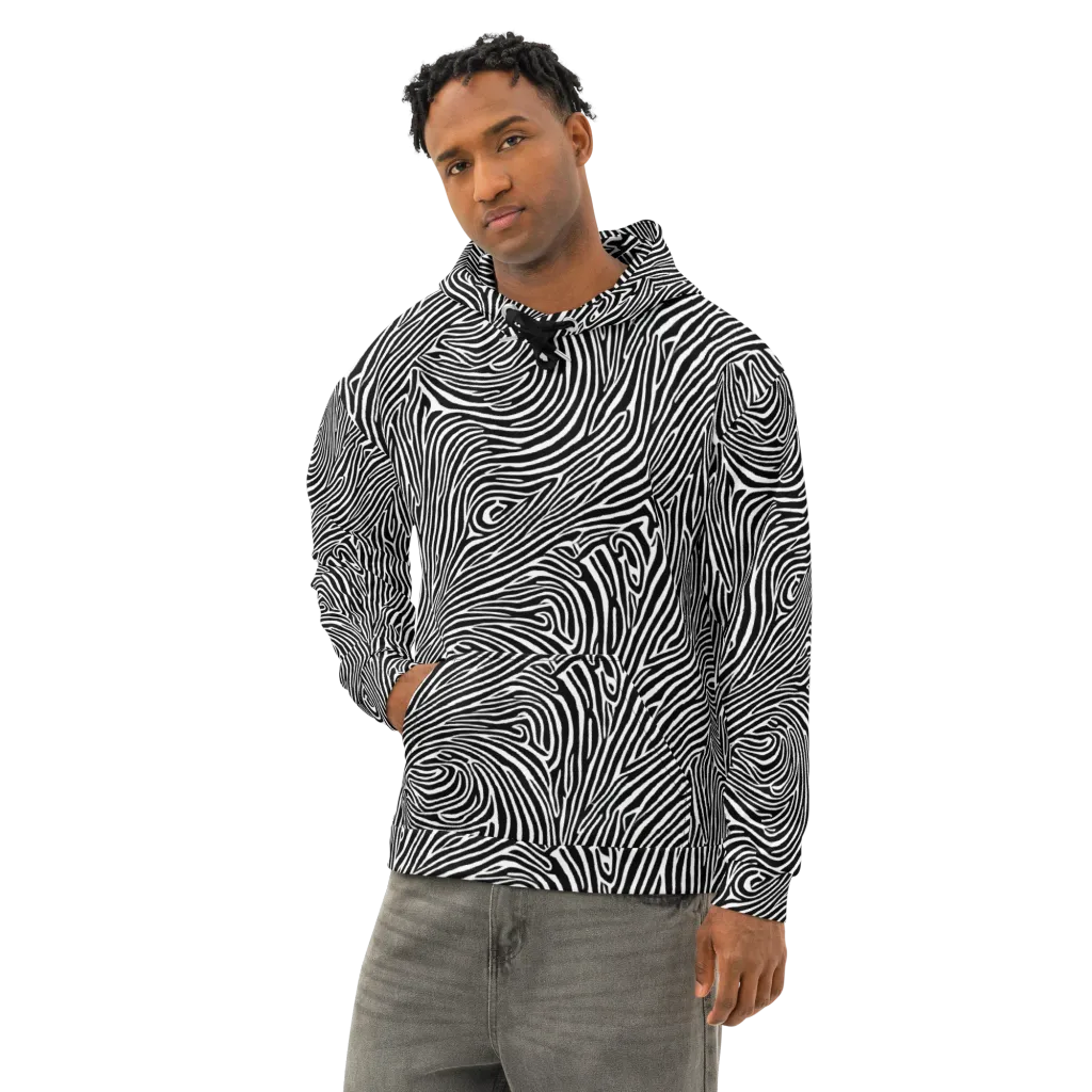Zebra Current on Cotton Hoodie — Left Front