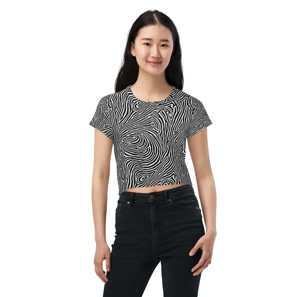 Zebra Current on Crop Tee — Front