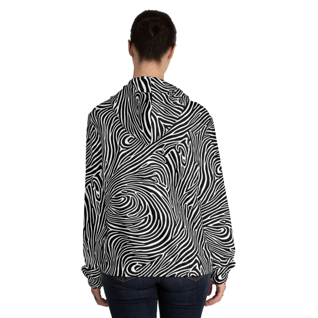 Zebra Current on Women's Full-Zip Hoodie — Back On Person