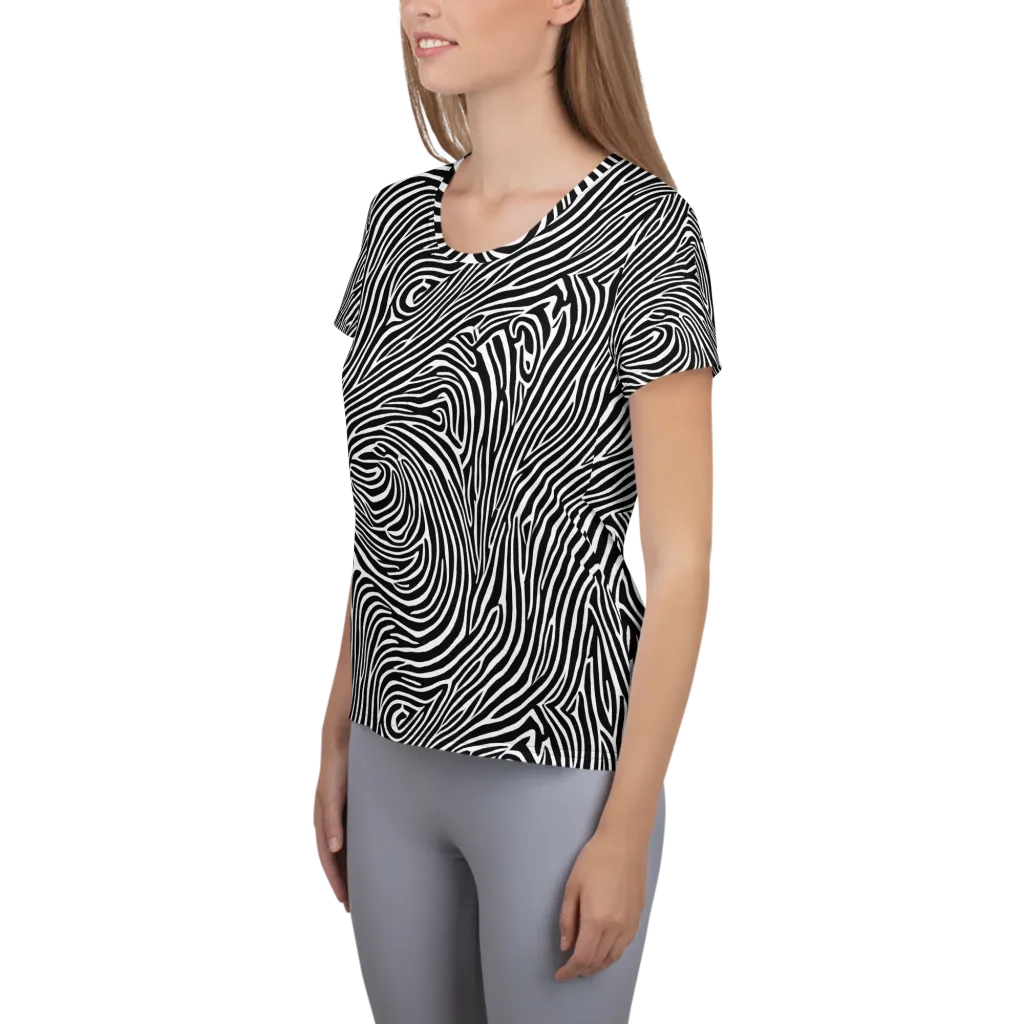 Zebra Current on Women's Athletic T-Shirt — Left