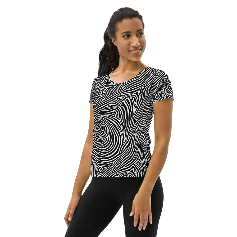 Zebra Current on Women's Athletic T-Shirt — Left
