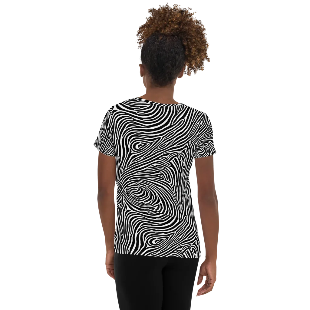 Zebra Current on Women's Athletic T-Shirt — Back