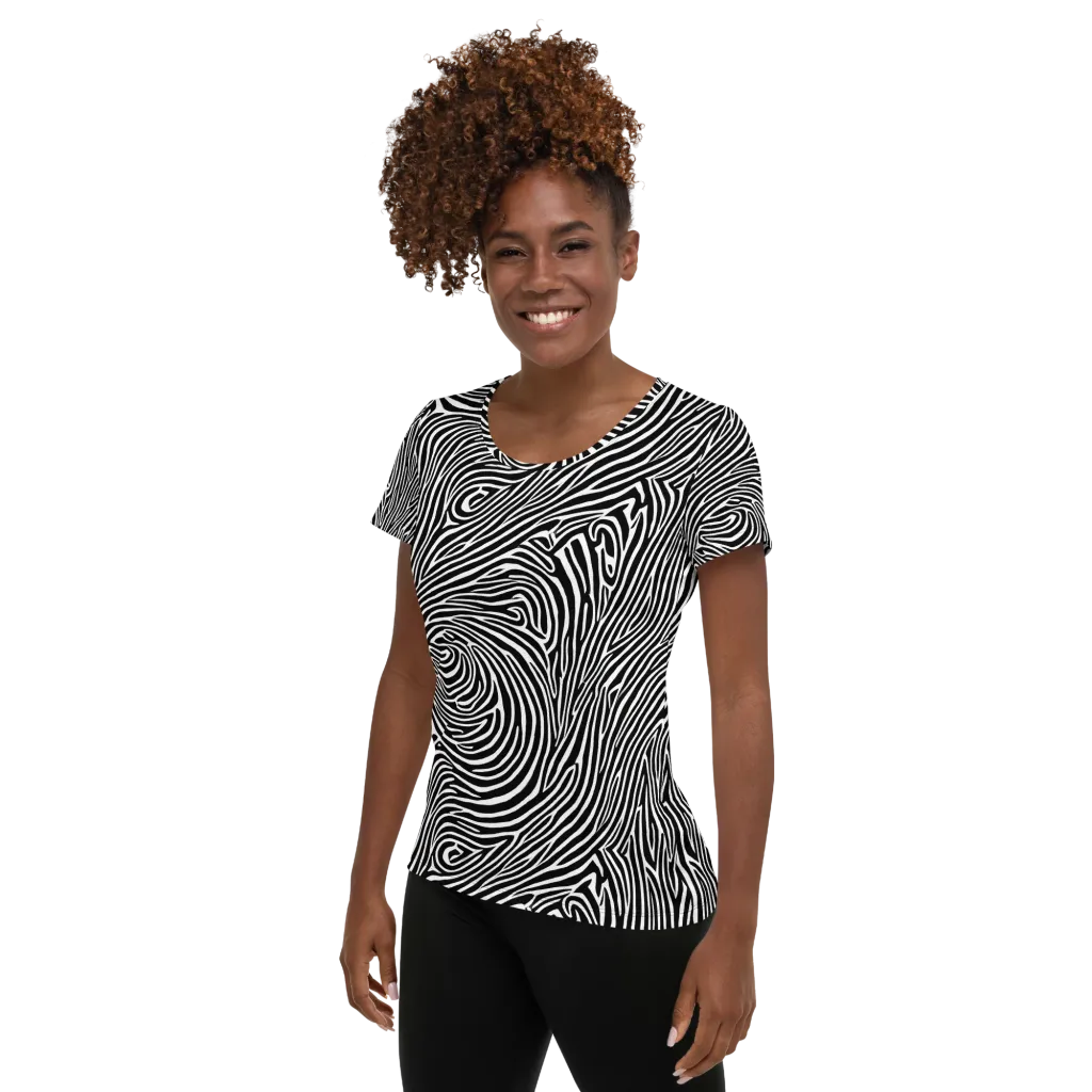 Zebra Current on Women's Athletic T-Shirt — Left