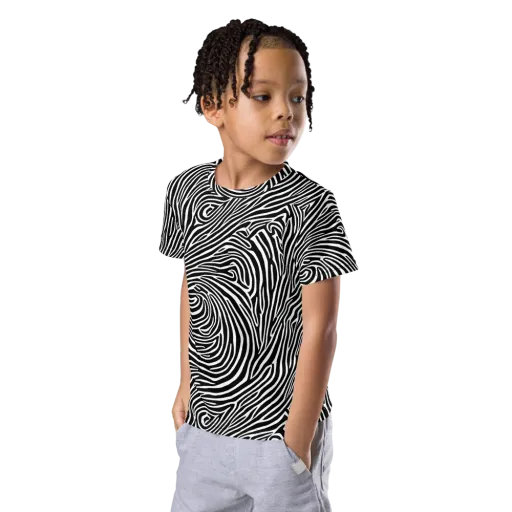 Zebra Current on a Kids Crew Neck T-Shirt