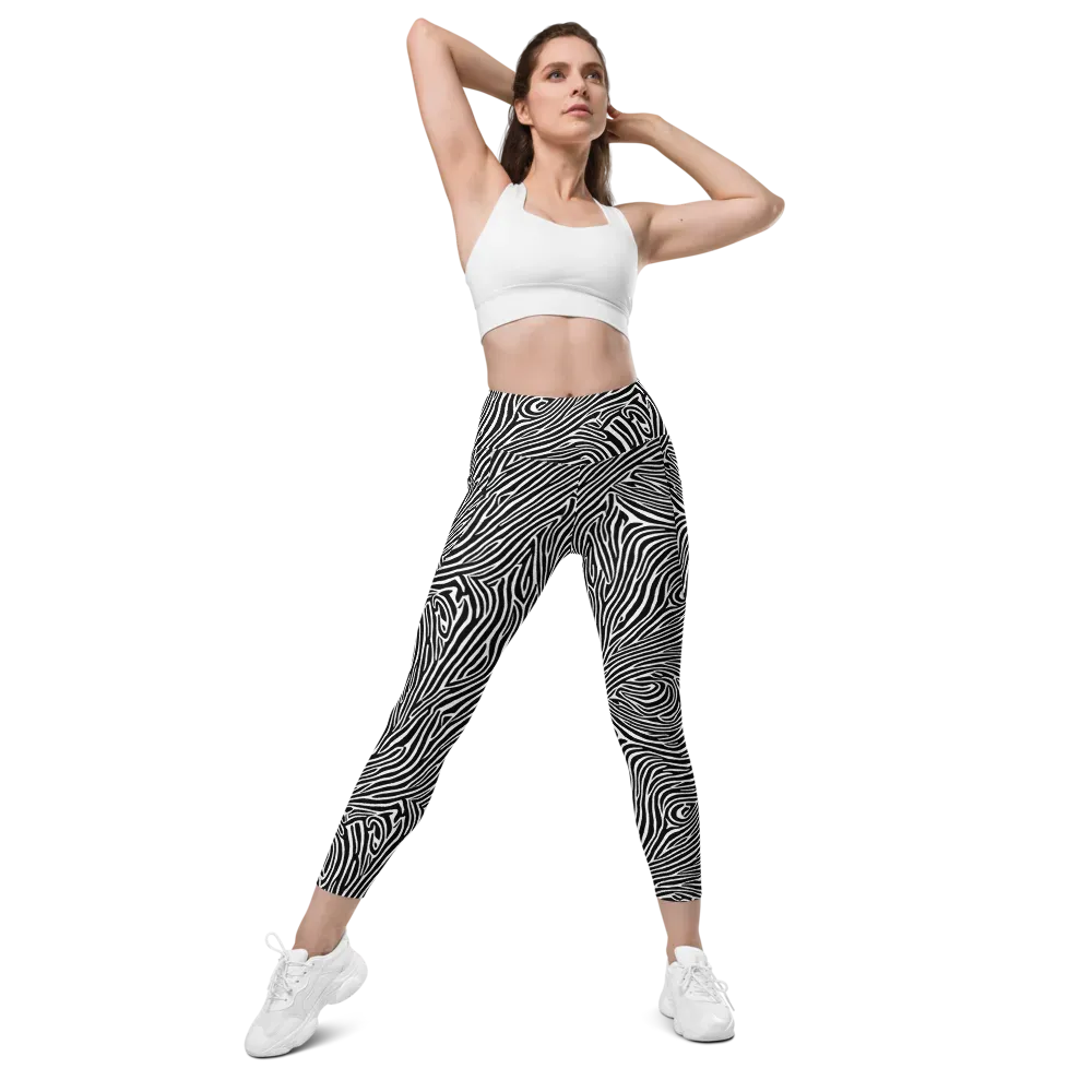 Zebra Current on Leggings with Pockets — Front