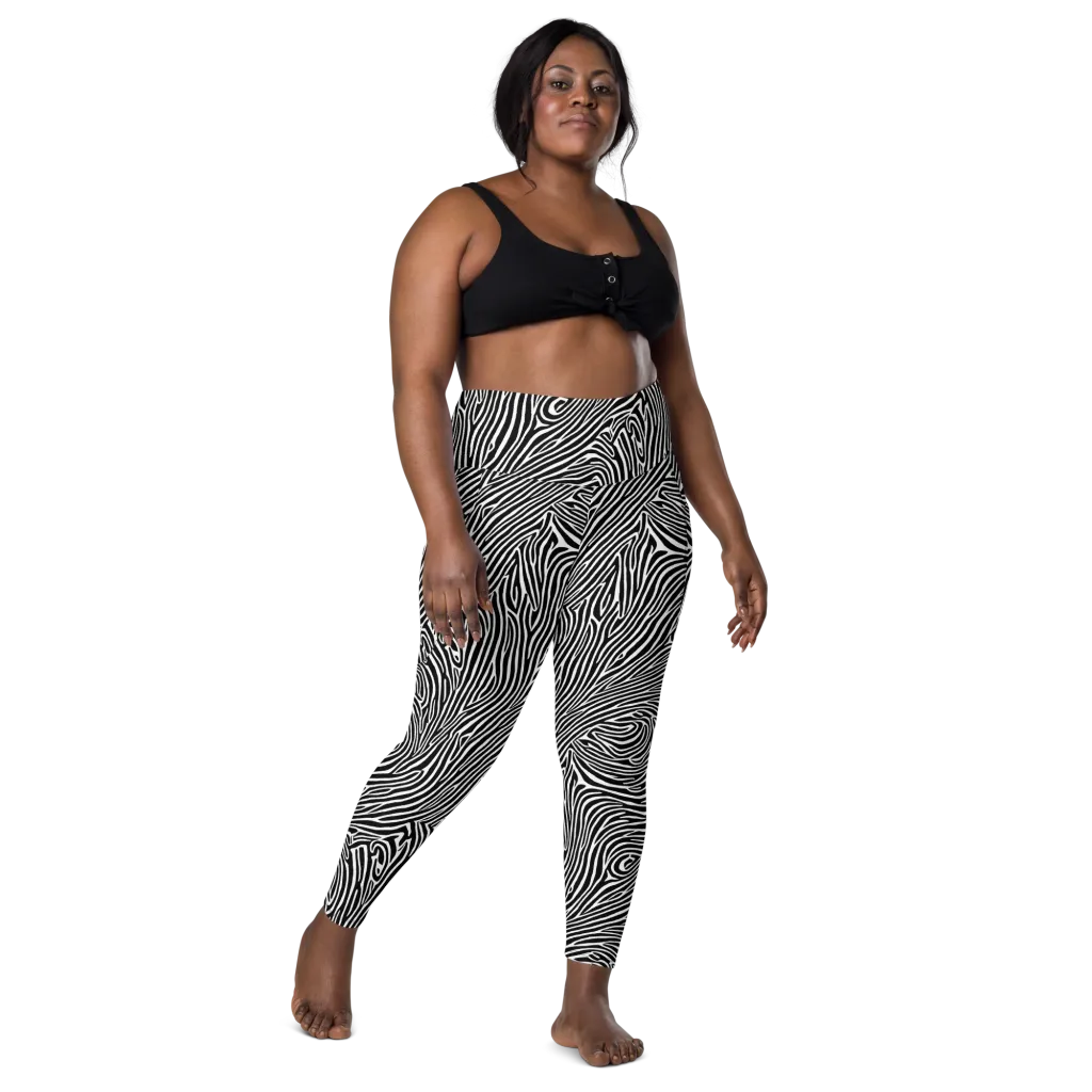 Zebra Current on Leggings with Pockets — Front