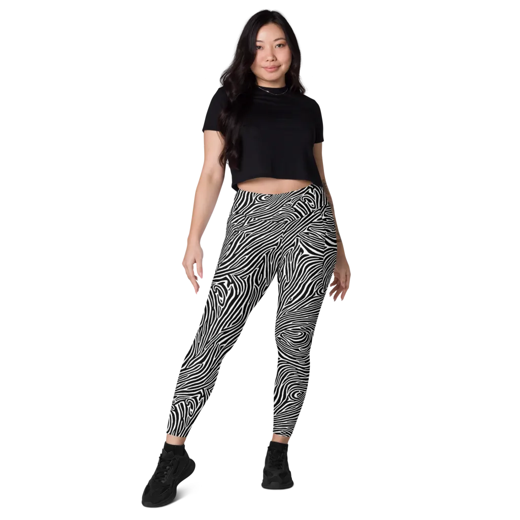 Zebra Current on Leggings with Pockets — Front