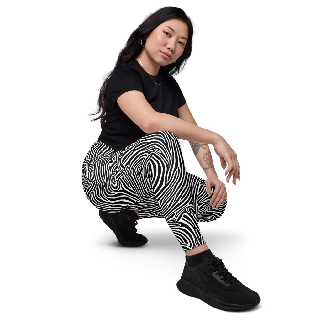 Zebra Current on Leggings with Pockets — Right Front