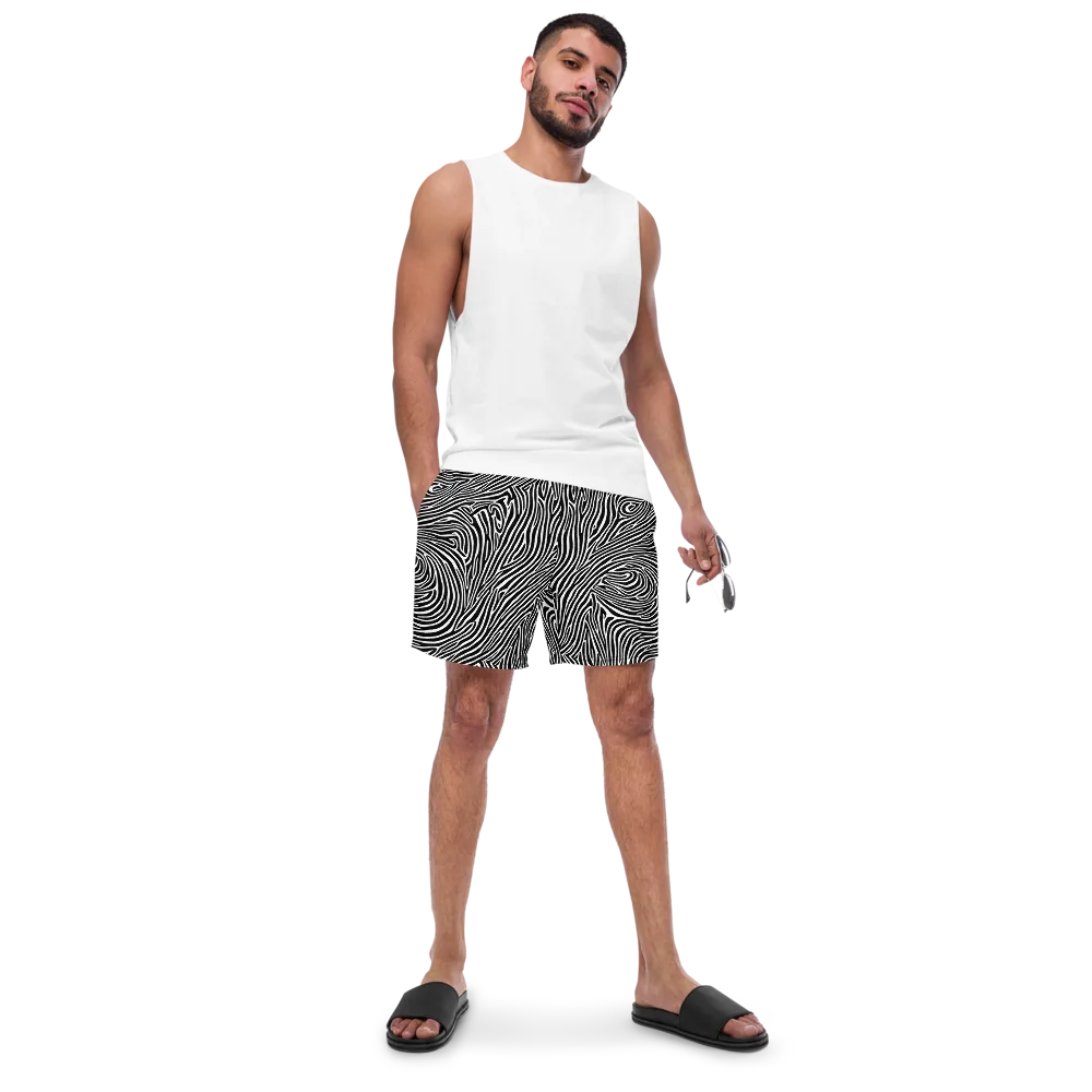 Zebra Current on Swim Trunks — Front