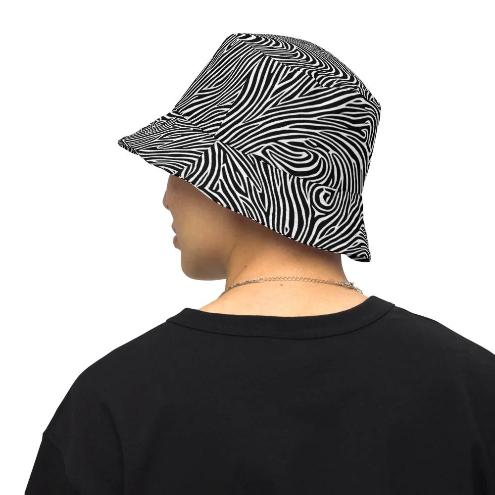 Zebra Current on Reversible Bucket Hat — Back Inside