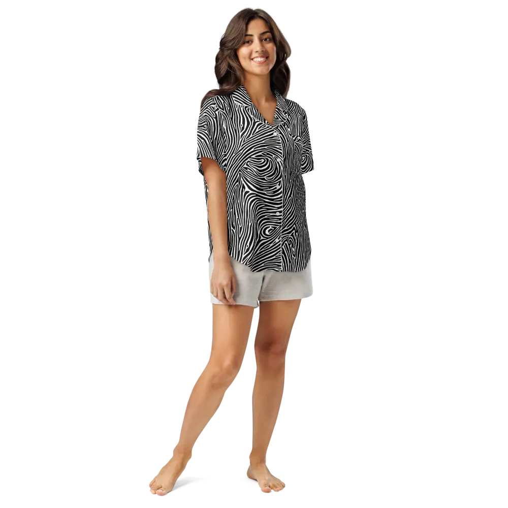Zebra Current on Women's Short Sleeve Pajama Top — Front