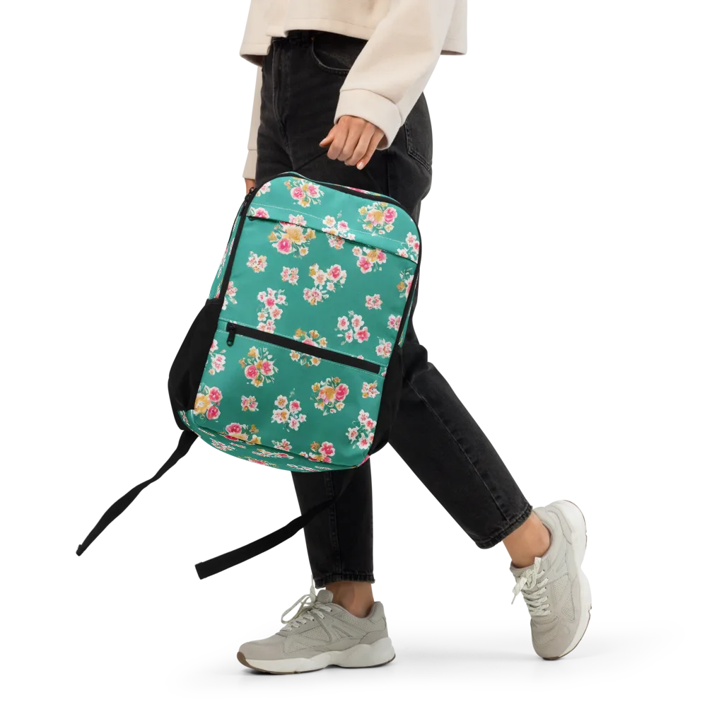 Turquoise Bouquet on Utility Backpack — Front