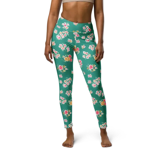 Turquoise Bouquet on a Yoga Leggings