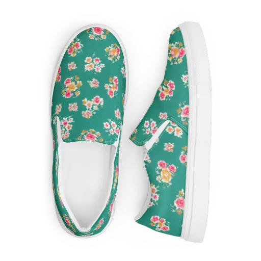 Turquoise Bouquet on a Men's Slip-On Canvas Shoes