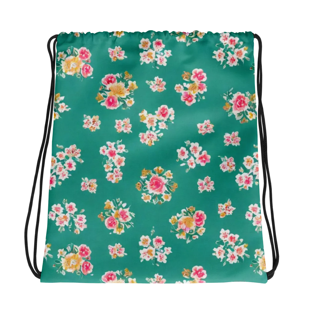 Turquoise Bouquet on Drawstring Bag — Photo