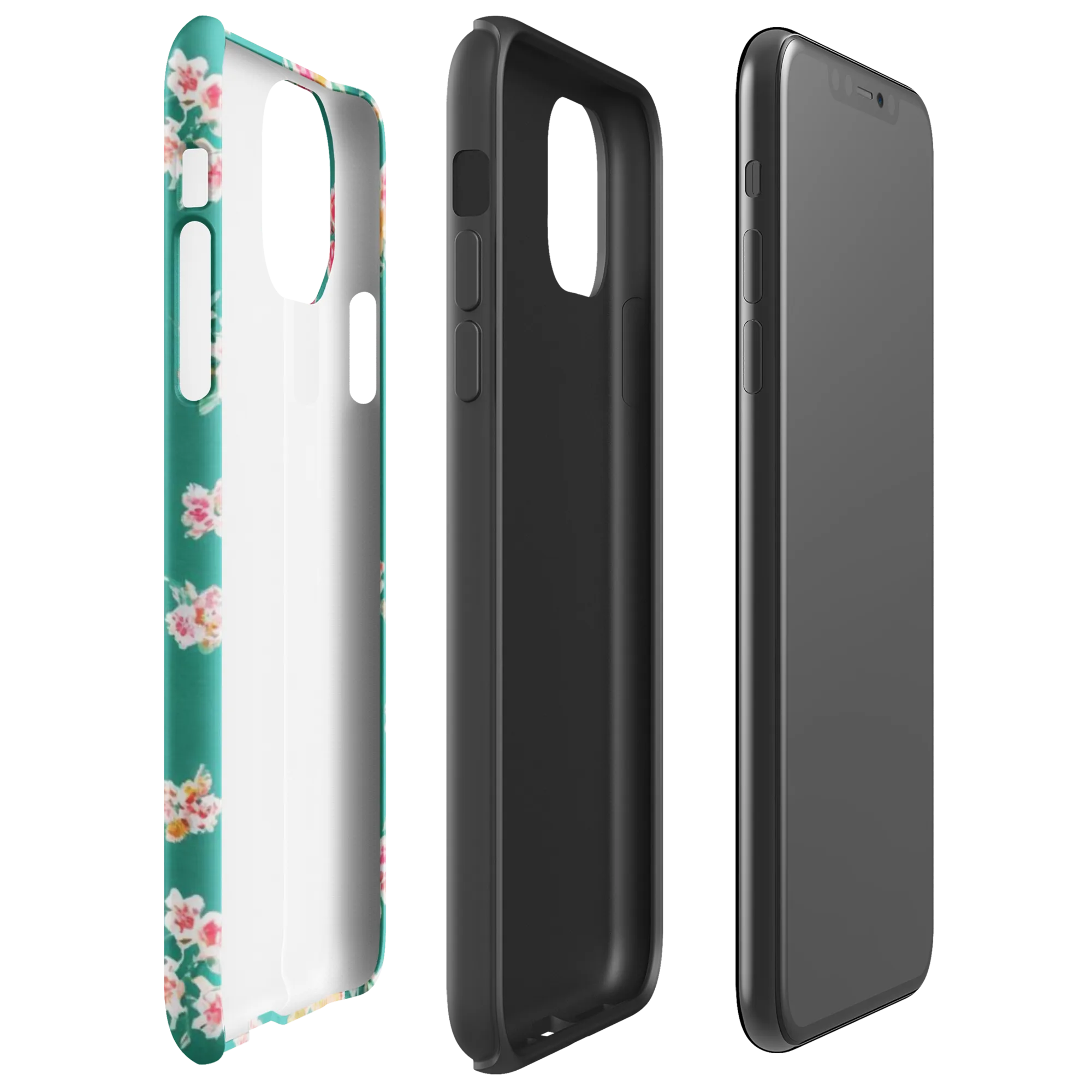 Turquoise Bouquet on Tough Case for iPhone® — Right