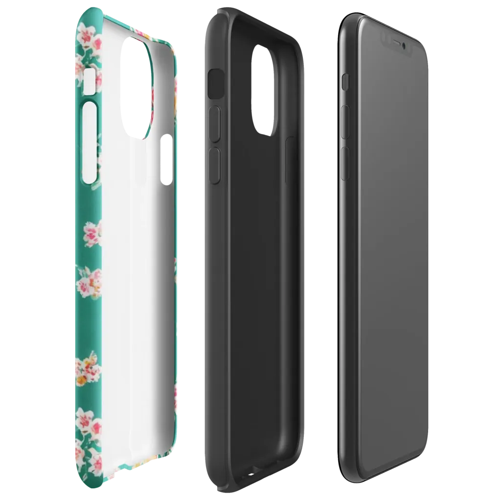 Turquoise Bouquet on Tough Case for iPhone® — Right