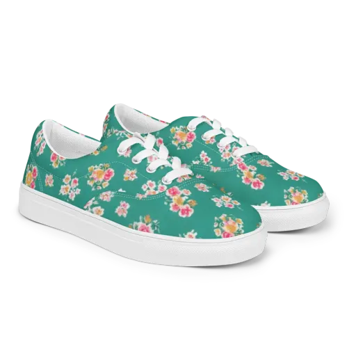 Turquoise Bouquet on a Men's Lace-Up Canvas Shoes