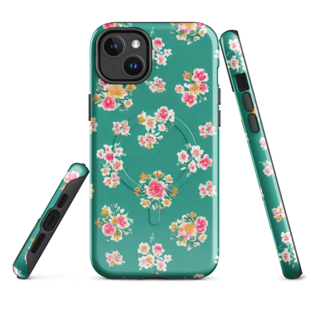 Turquoise Bouquet on MagSafe Tough Case for iPhone® — Front