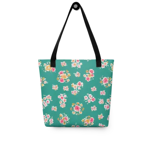 Turquoise Bouquet on a Tote Bag