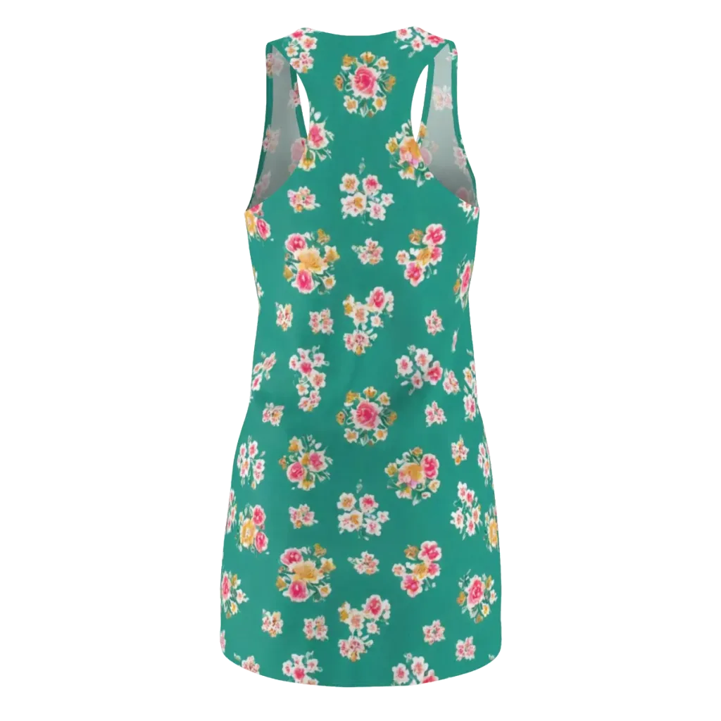 Turquoise Bouquet on Racerback Dress — Back