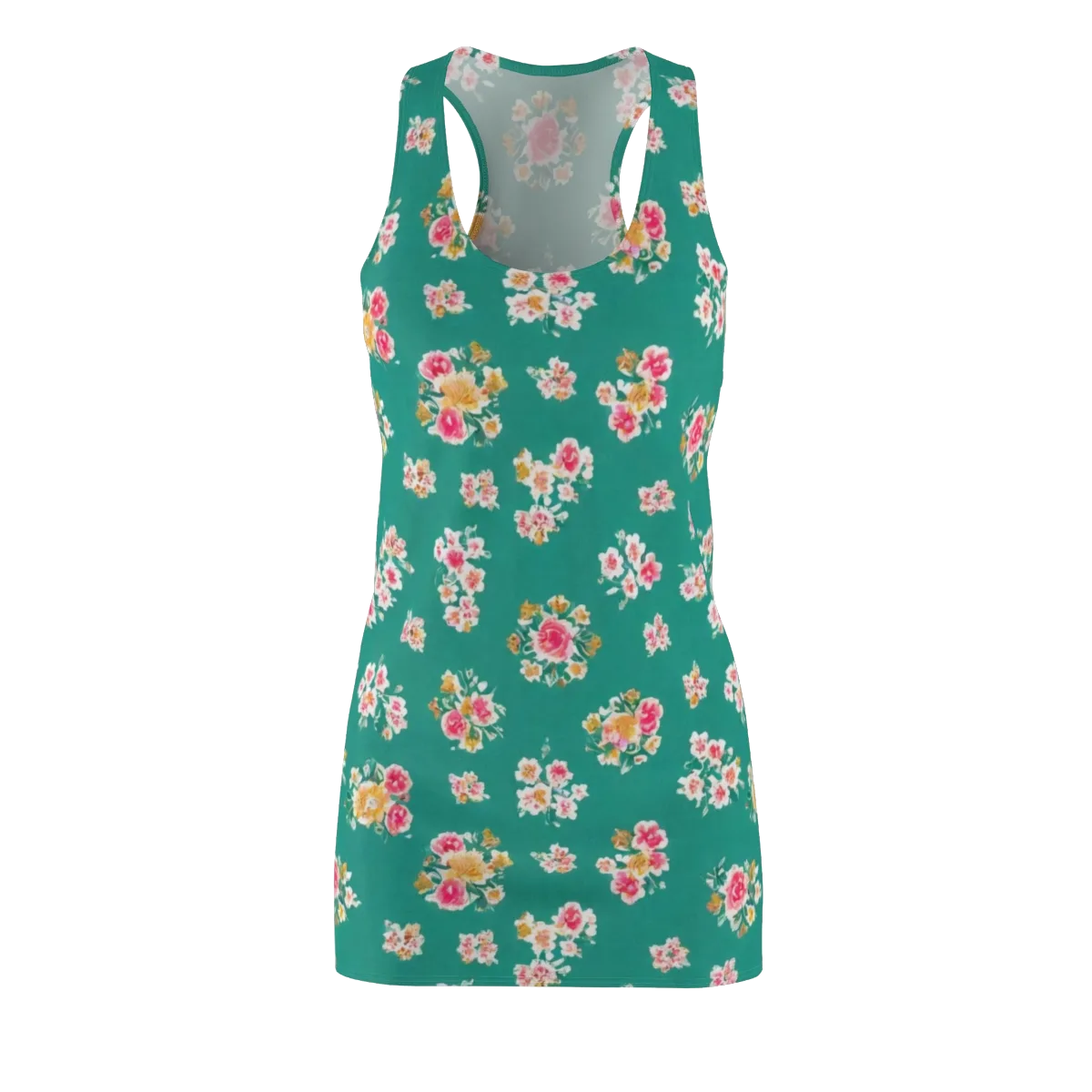 Turquoise Bouquet on Racerback Dress — Front