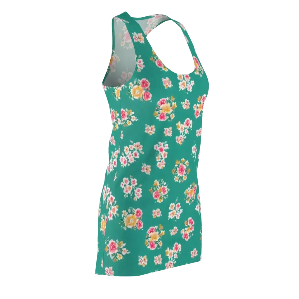 Turquoise Bouquet on Racerback Dress — Front Side