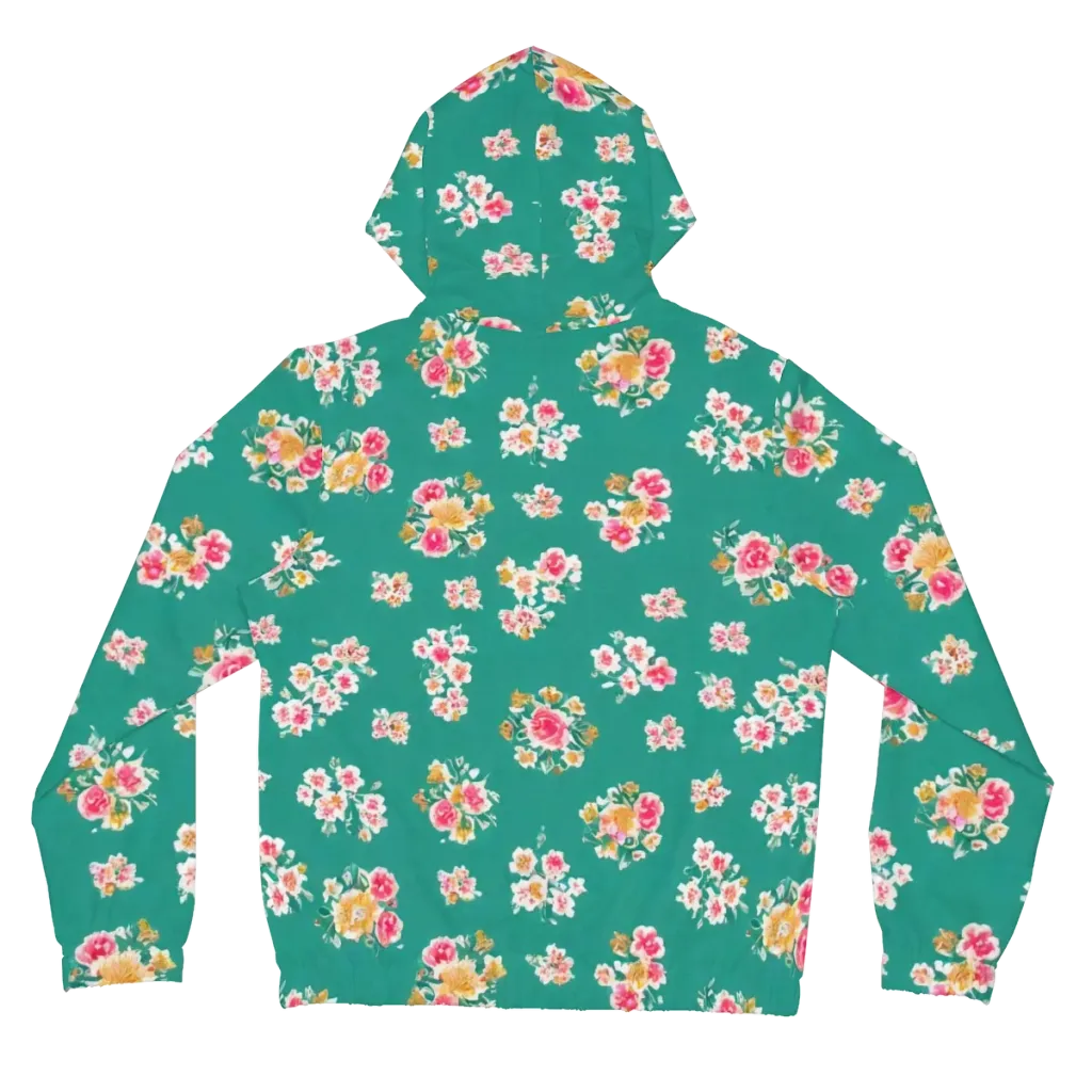 Turquoise Bouquet on Women's Full-Zip Hoodie — Back