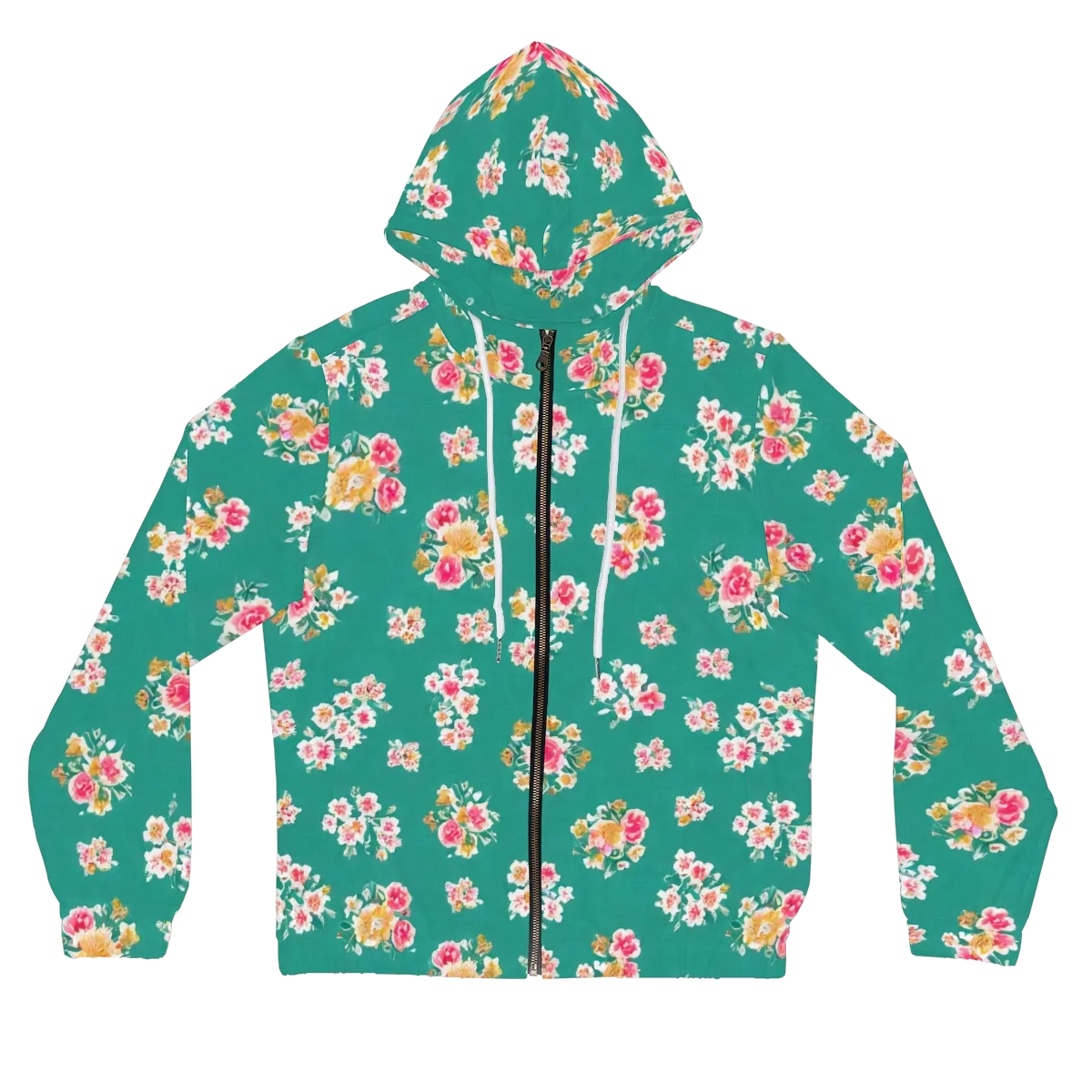 Turquoise Bouquet on Women's Full-Zip Hoodie — Front