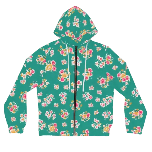 Turquoise Bouquet on a Women's Full-Zip Hoodie