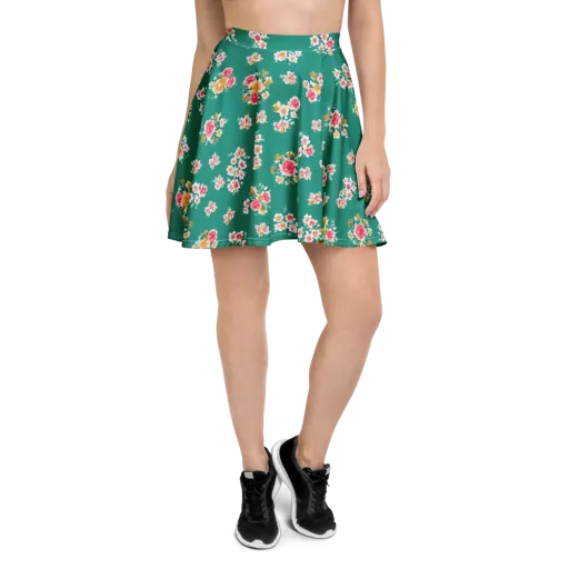 Turquoise Bouquet on a Skater Skirt