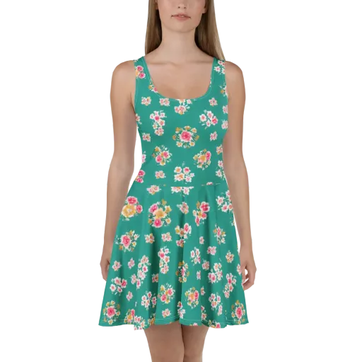 Turquoise Bouquet on a Skater Dress