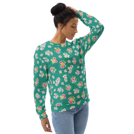 Turquoise Bouquet on a Sweatshirt