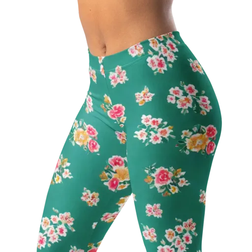 Turquoise Bouquet on a Leggings