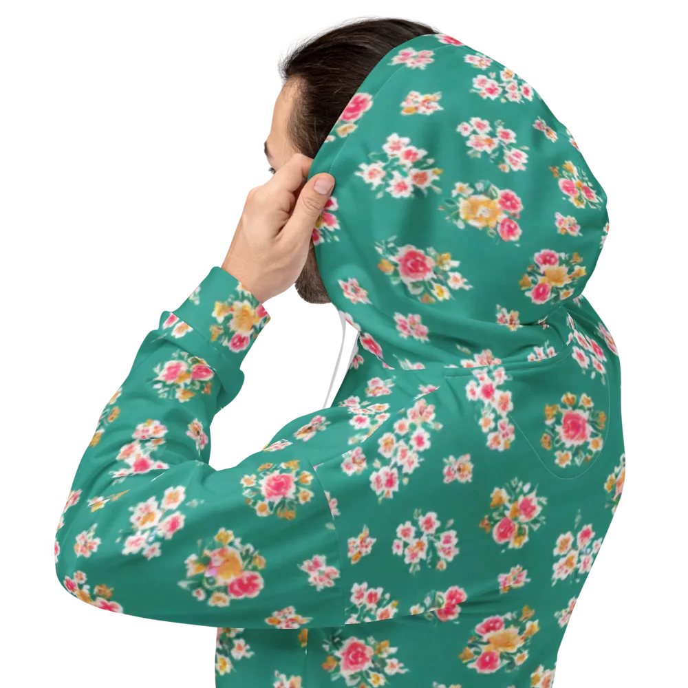 Turquoise Bouquet on Hoodie — Back
