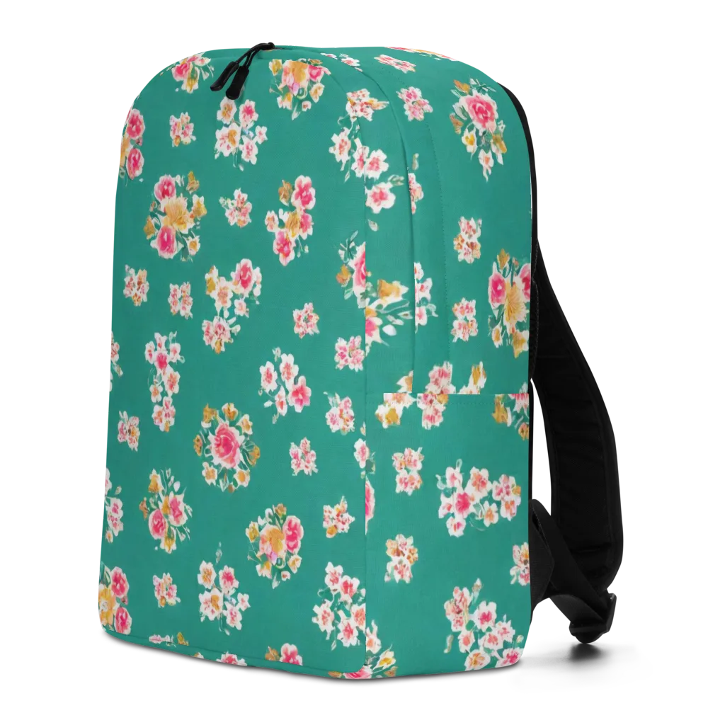 Turquoise Bouquet on Minimalist Backpack — Left