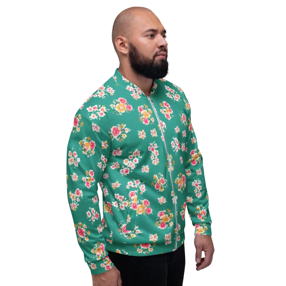 Turquoise Bouquet on Bomber Jacket — Right