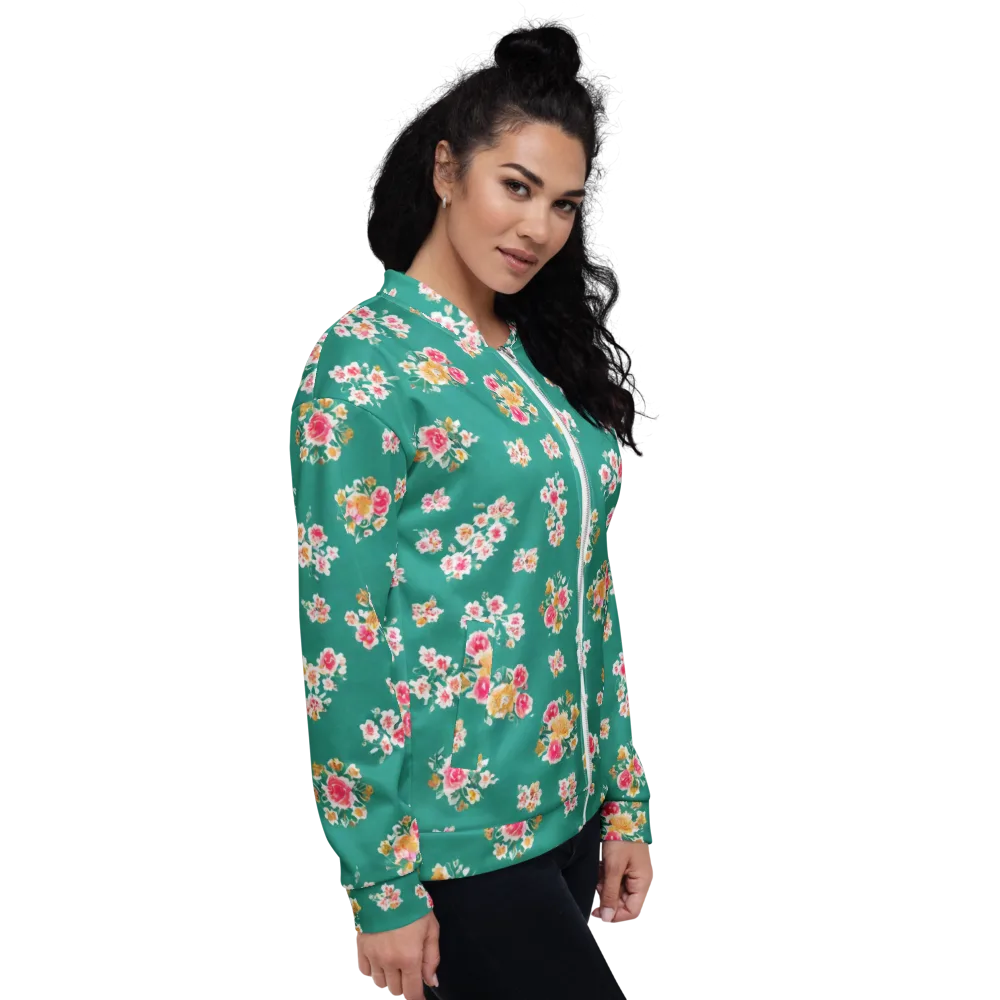 Turquoise Bouquet on Bomber Jacket — Right