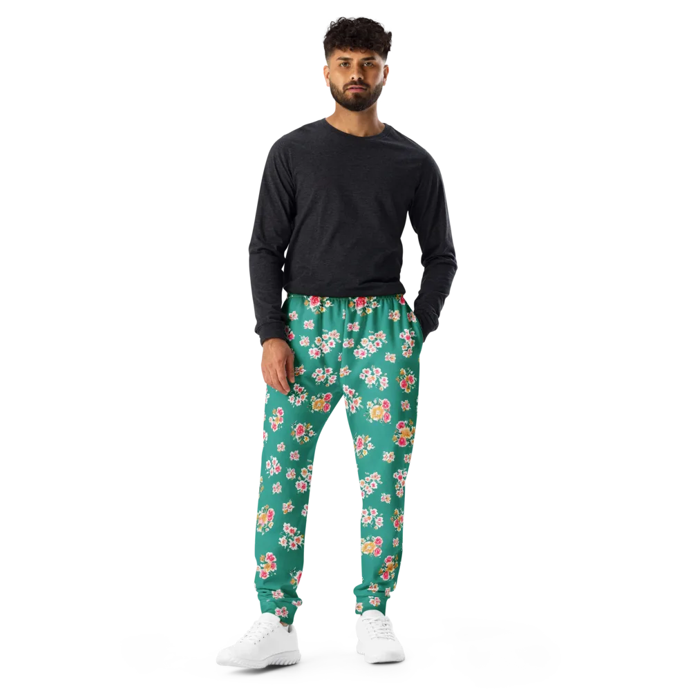 Turquoise Bouquet on Men's Joggers — Front