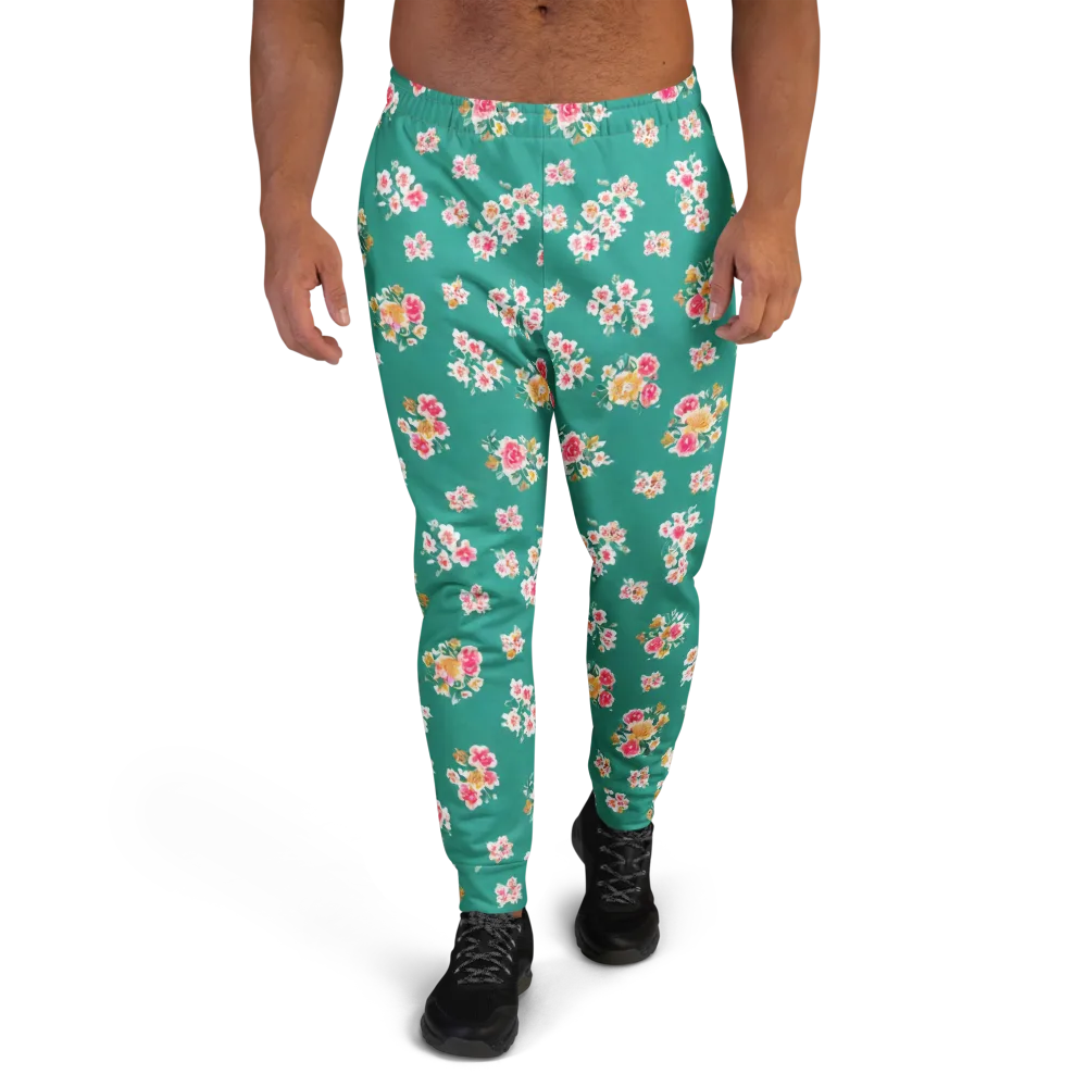 Turquoise Bouquet on Men's Joggers — Front