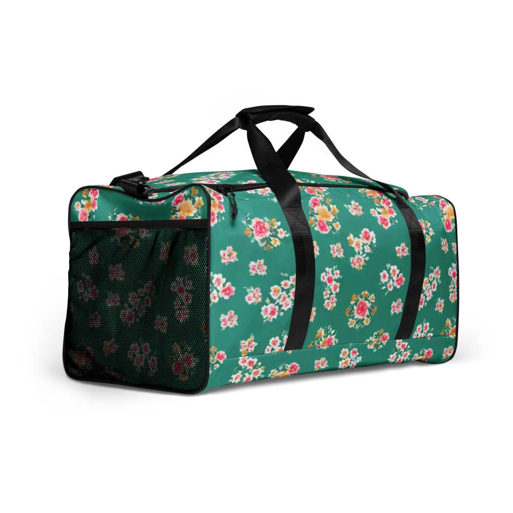 Turquoise Bouquet on Duffle Bag — Right Front