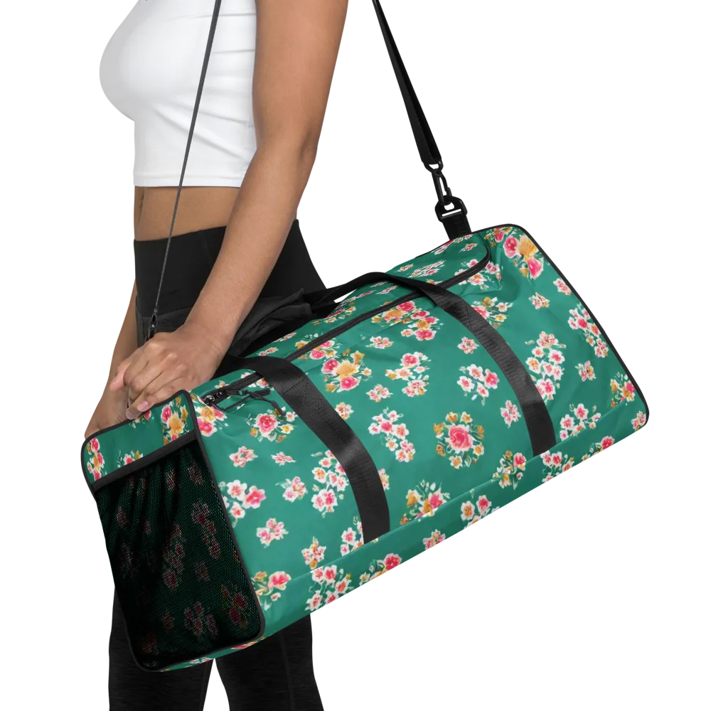 Turquoise Bouquet on Duffle Bag — Front
