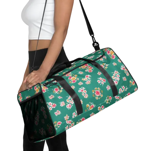 Turquoise Bouquet on a Duffle Bag